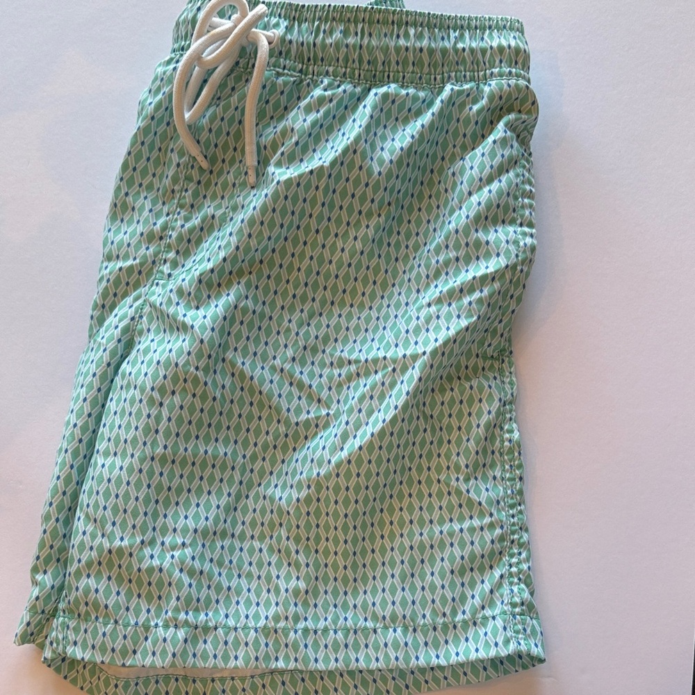 Amazon Essentials Men's Green Diamond Swim Trunks